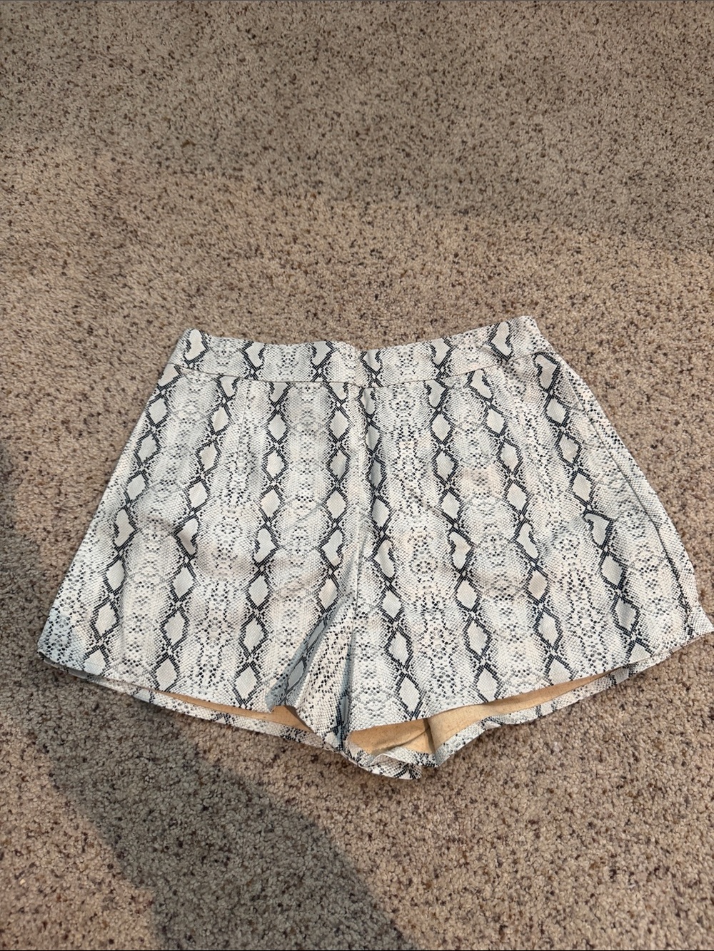 High-Waist Snake-Print Shorts in White and Black